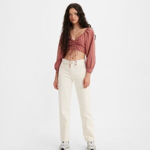 Levis low pro straight white jeans